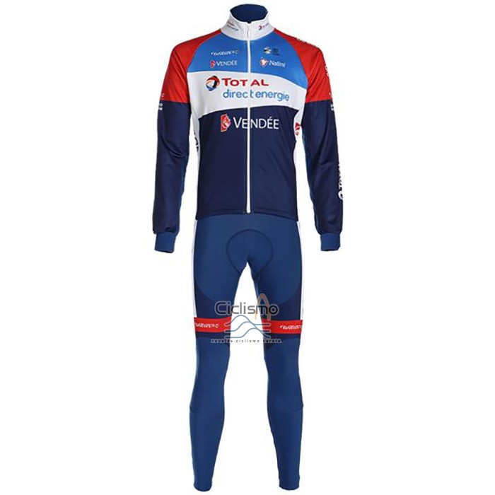 Direct Energie Ropa Ciclismo Culotte Largo 2020 Hombre Mangas Largas Profundo Azul Rojo